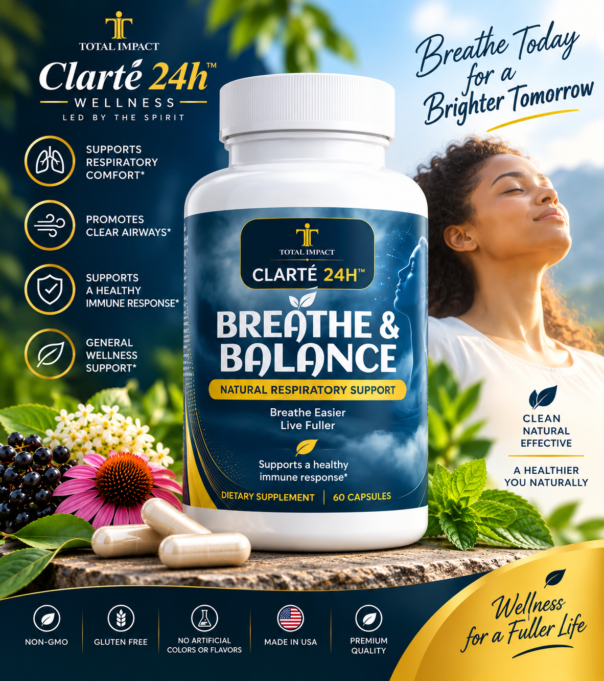 Breathe & Balance Complex bottle by Clarté 24h Wellness