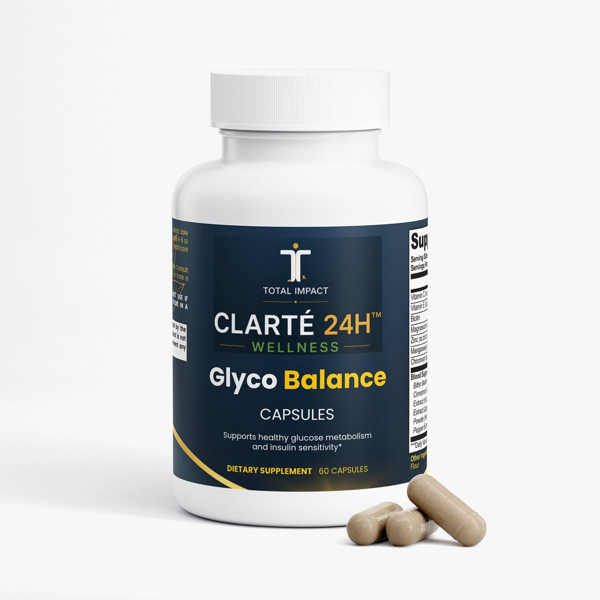 Glyco Balance supplement bottle with botanical capsules